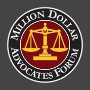 WrightRoy.com part of the Million Dollar Advocates Forum badge grey background Wright Roy Lafayette Personal Injury Lawyer Attorney